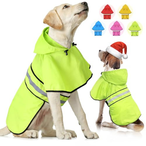 Weesiber Hunderegenmantel - Reflektierender Hund Regenmantel wasserdichte Regenjacke Hunde Verstellbarer Hundeponcho (L, Grün)