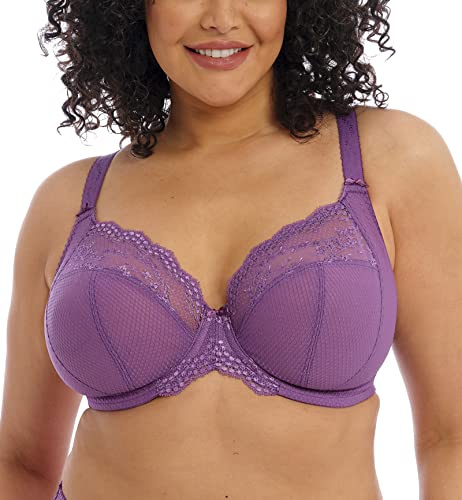 Elomi Women's Charley Stretch Plunge Bra: Stretch Lace & Mesh, Racerback Option. Low Plunge UK Sizes D-JJ, US Sizes D-N, Pansy, 42D