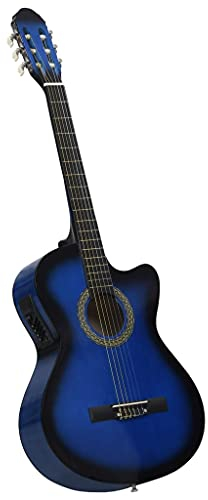 Westerngitarre Akustik Cutaway Gitarre für Anfänger und Einsteiger, Acoustic Guitar mit Equalizer und 6 Saiten, Blau 4/4 39