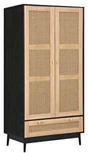 Birlea Croxley Rattan Wardrobe Black Oak, 2 Door 1 Drawer
