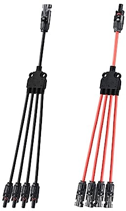 Solarkable Y Verteiler Parallelverbinder (1 bis 4) Solar Panel Y Stecker Fotovoltaik Kabel MMF/FFM für Parallel-Photovoltaik-Anschlus(1 Rot +1 Schwarz)