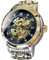 OLEVS Herrenuhren Automatik Skelett Gold Schwarz Mechanische Armbanduhr mit Diamant Wasserdicht Leuchtende Männer Uhr