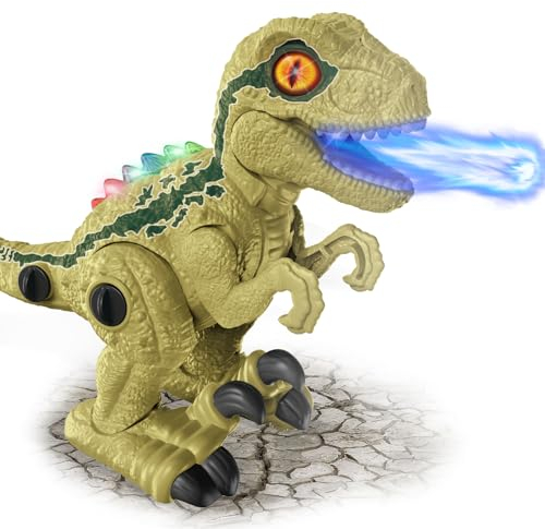 Yellcetoy Electric Walking Dinosaur Toys for Kids,Vapourised Firey Breath,LED Lights and Music,DIY Take Apart Dinosaur Toys for Boys Educational STEM Gifts(T-Rex)
