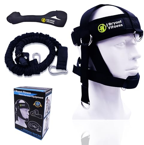 J Bryant Verstellbarer Nacken Harness Kopfgurt für Gewichtheben mit Widerstandsrohrbändern und Türanker Set für Nacken Krafttraining Übungsgeräte