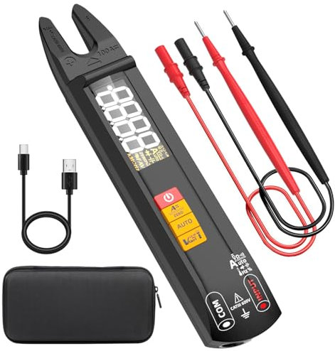 BSIDE U1 Multimetro Digitale Intelligente Pinza Amperometrica Aperta DC AC 6000 Conteggi, Mini e Ricaricabile, Tester Automatico di Tensione Corrente Ohm Continuità, Tester Capacità Diodo Hz NCV