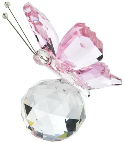 ZEACCT 1 Pièce Papillon Volant en Cristal, Décoration de Statue de Papillon en Cristal, Convient pour la Décoration Extérieure de la Maison - Statue d'animal - Rose