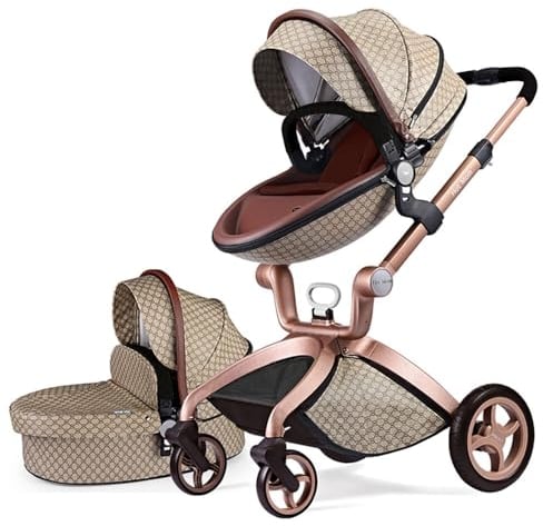 Hot Mom Kinderwagen 2in1 Set Klassik Kombikinderwagen mit Alu-Rahmen/Vollgummireifen (Lattices)