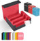 Alishomtll Card Storage Box for Trading Cards, Triple PU Magnetic Closure Card Deck Box Holds 1800+ Cards, with 3 PP Boxes 12 Dividers and 100 Sleeves, for Commander/TCG/CCG, Black & Red