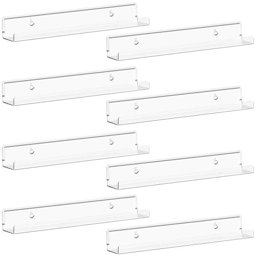 Lifewit 30,5 cm große Vinyl-Schallplatten-Ausstellungsregale, 8 Stück, klares Acryl, wandmontiertes Buch-/Make-up-Ausstellungsregal für Schlafzimmer, Wohnzimmer, Badezimmer-Organisation