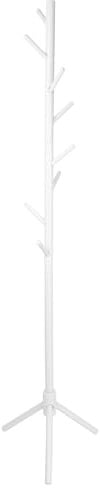 Harbour Housewares White Wooden Coat Rack Stand with 8 Hooks - Hall Tree Entryway Storage Floor Freestanding Coat Stand for Clothes, Jackets, Bags, Hats