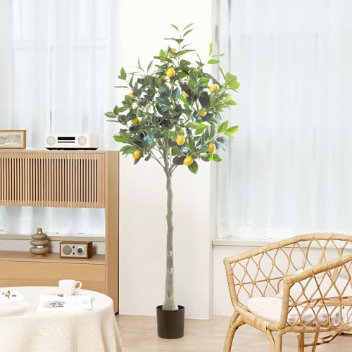 Oc'leaf Kunstpflanze Zitronenbaum - 150cm Zitronenbaum Künstlich Im Topf, Groß Künstliche Pflanzen wie echt, mit Zitronenzweig und Zitrone Früchte für Zuhause, Wohnzimmer, Schlafzimmer, Büro