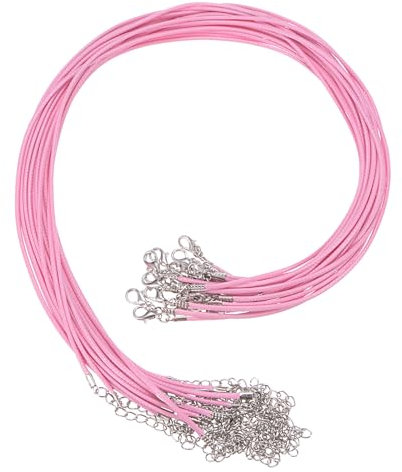 sourcing map 20Pcs Waxed Necklace Cord Bulk Pink 1.5mm Dia 18 Necklace String Rope with Chain Clasp for Pendants Bracelets Jewelry Making Supplies Accessories