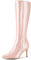Allegra K Bottes hautes à bout pointu avec fermeture éclair latérale et talon aiguille pour femme, rose, 38.5 EU
