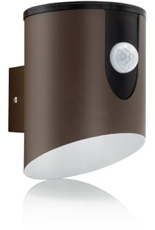 Auraglow Outdoor Battery Powered Wireless LED PIR Motion Sensor Security Wall Light IP44, Cool White Cylinder Sconce for Porch, Garage, Drive and Garden (Brown)
