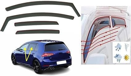 ZhangJW Wind Deflectors Set for VW MK7 GOLF 7 HATCHBACK 5 door R GTI GT 2012-2020,Car Side Window Ventilated Visors Rain Guards Accessories 4pc