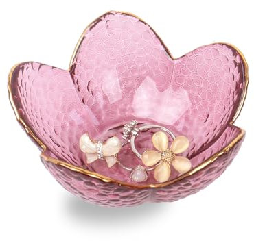 Nideen Glass Jewellery Dish Trinket Tray, 3.54× 1.65 inches Ring Dish Holder Ring Tray (Purple)