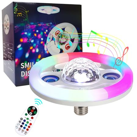 Musik-synchronisierte LED-Partylichter mit Bluetooth-Lautsprecher, energieeffizient, Stroboskop & Farbverlauf, ideal für Tanzflächen, Geburtstagsfeiern & Hausunterhaltung (Disco-Licht ohne Ständer)