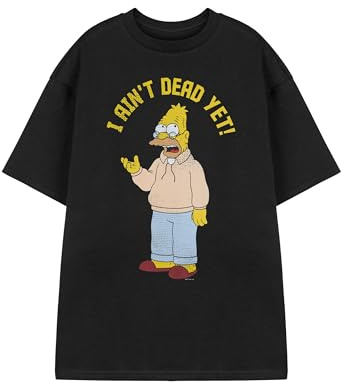Vanilla Underground The Simpsons Mens Graphic Tee | Abe Simpson I Ain't Dead Yet Black T-Shirt | TV Show Casual Apparel | Crew Neck Short Sleeve Top