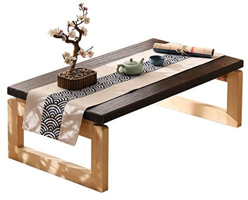 YJKKZQLB Kaffeetisch aus Holz, niedrig, klappbar, Fensterbank, Kleiner Teetisch, Kleiner Kaffeetisch neben dem Wohnzimmersofa, Bodenkaffeetisch, Kinder, die beim Essen Spielen, braun, 80 x 50 x 30 cm
