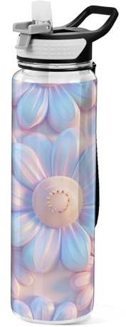 OWFKAY 32 oz Water Bottle with Straw Tritan BPA Free Pastel Color Sunflowers Sports Water Bottle with Carry Handle LeakProof Perfect for Travel School Gym Fitness Outdoor