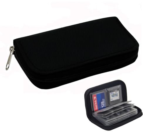 22 Slots Zippered Memory Card Carrying Case, Fused Memory Card Case, SD Holder Pouch Wallet Carrying Cases, SD Cards Holder Pouch Wallet Carrying, Organizer Protector(Black)