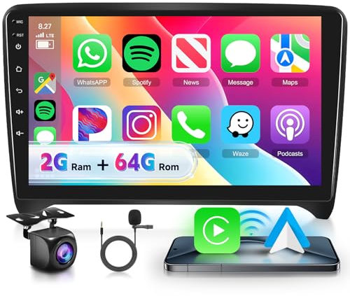 VECHTEL Autoradio 2G+64G Android 15 per Audi TT MK2 8J 2008-2014, 9 HD 2.5D Schermo Tactile Stereo Auto co Carplay Android Auto senza Fili GPS Wi-Fi USB Bluetooth Radio FM RDS Retrocamera
