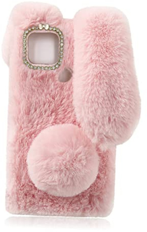 HOMSFOU Stylische Plüschkaninchen Handyhülle Für Weiche TPU Schutzhülle Mit Warmem Futter Kratzfest Und Stoßfest Für Wintermode Und Alltag