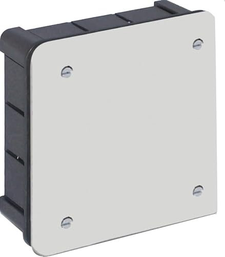 Unterputzdose mit Deckel und Schrauben, 100 x 100 mm, ideal für Elektroinstallationen und Verbindungsschutz.