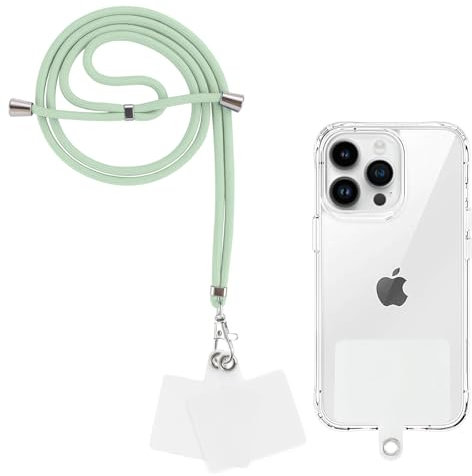 Yoedge Cordon Telephone Portable, Tour de Cou Telephone Universelle avec 2 Patchs, Réglable Collier Lanière Téléphone en Bandoulière en Nylon Adaptée à la Plupart des Smartphones,Matcha Vert