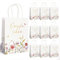 BETESSIN Gastgeschenke Hochzeit - 10 Stück Dankeschön Geschenktüten mit Blumenmotiv - 15x8x21cm Papiertüten mit Henkel - Geschenkverpackung zum Geburtstag, Hochzeit uvm.