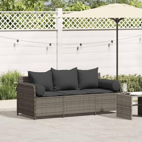 Festnight Sofa Rattan 3 Sitzer Balkonsofa Balkon Kleiner Balkon Wetterfest Lounge Gartenbank Outdoor