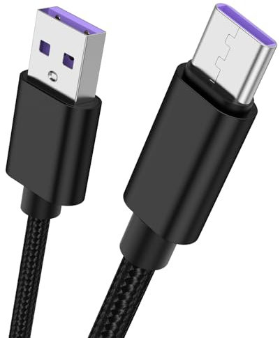 USB C Cable 2M Long PS5 Controller Charger Cable Fast Charging, 3A Type C Lead Braided Wire for Samsung Galaxy S23 S22 S21 A55 A54 A53 A35 A25 A15 A14,Playstation 5,Xbox Series X/S (Black, 2m)