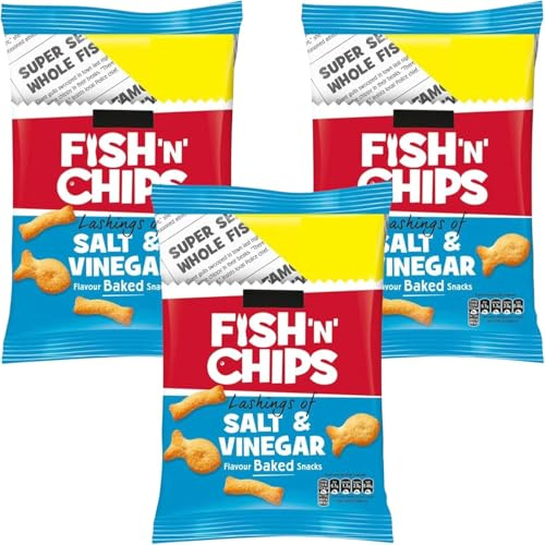 Savoury Snack Bundle With Burtons Daily Fish n Chips Salt & Vinegar Baked Snacks 110g (3 Pack)