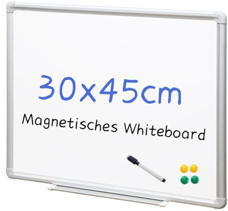 DEVELOP Magnetisches Whiteboard 30x45 cm mit Aluminiumrahmen – Starke, langlebige Tafel für Wandmontage | Inkl. 4 Magnete, 1x Stift mit Radiergummi am Ende & Montage-Set | Für Büro, Schule & Zuhause