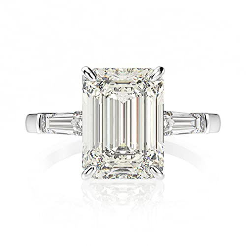 LCHJX 925 Sterling Silber Emerald Cut Moissanit Gemstone Hochzeit Engagement Diamanten Ring Schmuck Geschenke