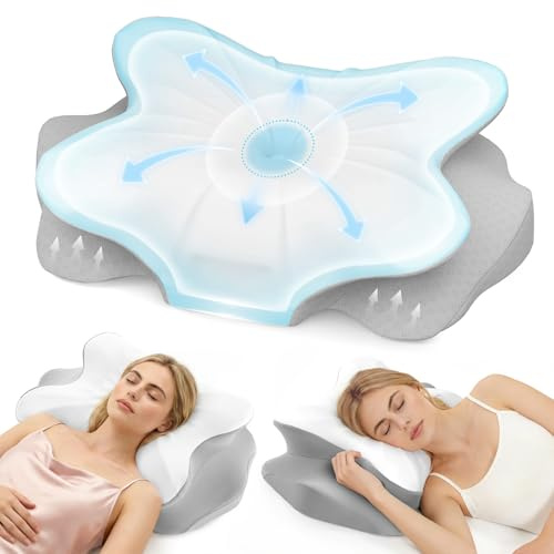 fumacos Nackenkissen Kopfkissen mit kühlender, Abnehmbarer Kissenhülle, Memory Foam Kissen für Seiten-, Rücken- und Bauchschläfer