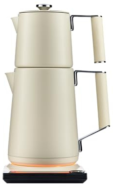 Saki Turkish Tea Maker Machine Pro, Electric Double Teapot, 1.75 L, White