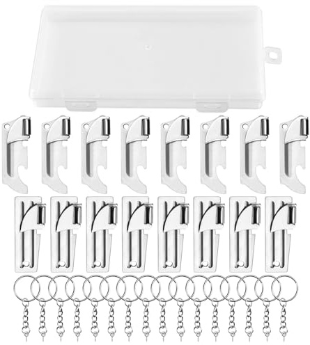 LEONTOOL 32-Piece Can Opener Kit, 2 Stainless Steel Military Can Openers with Keychain & Case, Portable Manual Camping Can Opener for Outdoor Travel Emergency Survival Gear