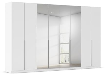 Rauch Möbel Alabama, Kleiderschrank, Farbe Weiß, Breite 360 cm | Schrank, 8-türig, Spiegel, 3 Schubladen, Zubehör Premium, für Schlafzimmer, Kinderzimmer, Ankleidezimmer, Garderobe, Flur