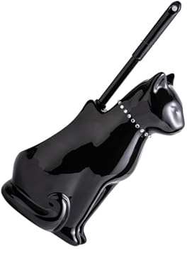 OOLA.DETAL Soft Bristles Toilet Brush & Holder Bathroom Toilets Bowl Brush Ceramic Cats Base Toilet Tool Easily to