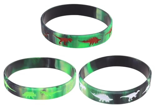 VANZACK 25 Stück Dinosaurier Silikon Armbänder Buntes Party Verkleidungszubehör Robustes Dino für Karneval und Geburtstag