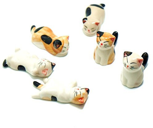 ZUMUii Butterme Hot Vente fixé de 6 Japonaise Chat en céramique Baguettes de Motif cuillères et fourchettes Articles d'ameublement Porte-Couteau de Pratique en Rack