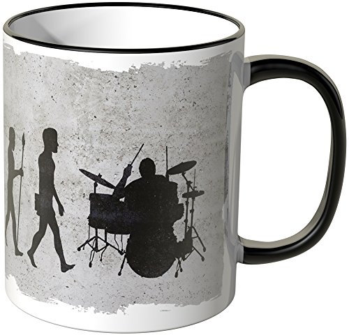 JUNIWORDS Tasse - Evolution Schlagzeug - Keramiktasse - Schwarz - 0,3 l