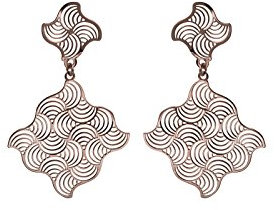 Aka Gioielli® - Boucles d'oreilles Pendantes Géométrique Argent 925 Plaqué Or Rose en Forme de Losange, Cadeau Fantaisie Femme