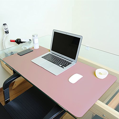 Paramount City Wasserdichte Schreibtischunterlage, Büro-Laptop-Schreibtischunterlage, PU-Leder-Schreibtischunterlage, Schreibtisch-Schreibunterlage mit doppeltem Verwendungszweck(Rosa,120 x 60cm)