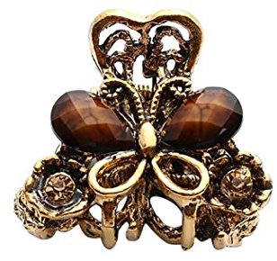 Bodhi2000® - Pinza per capelli vintage in metallo con strass e farfalla