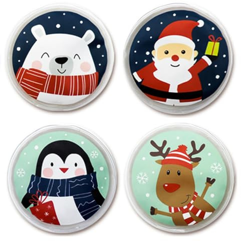 Taschenwärmer Happy Xmas Weihnachten 4er Set - Wichtelgeschenk, Handwärmer, Taschenheizkissen