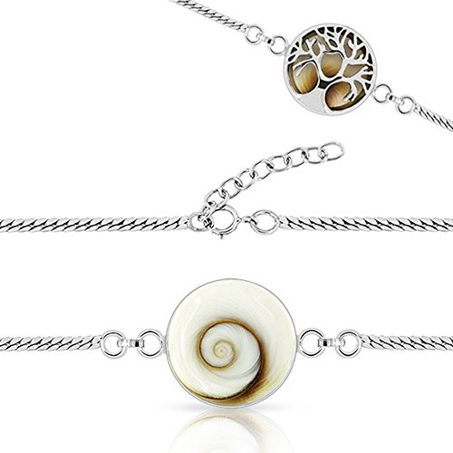 PLANETYS - 925 Sterling Silber Armband Baum des Lebens Auge des Heilige Lucie - Santa Lucia - Oeil de Sainte Lucie - Shiva Eye