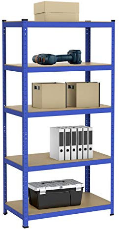 Yaheetech Scaffale/Scaffalattura da Garage a 5 Ripiani 180 x 90 x 45 cm Portata 265 kg per Ripiano in Metallo Acciaio Mensola da Cucina Magazzino Salvaspazio