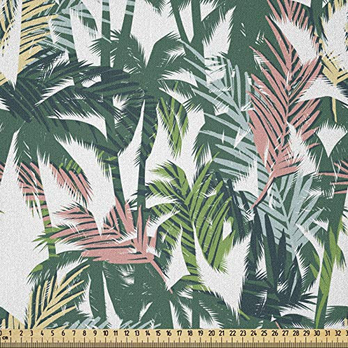 ABAKUHAUS Palme Stoff als Meterware, Verträumtes Dschungel-Laub, Microfaser Multi Zweck Dekostoff für Kunsthandwerke, 3M (230x300cm), Mehrfarbig